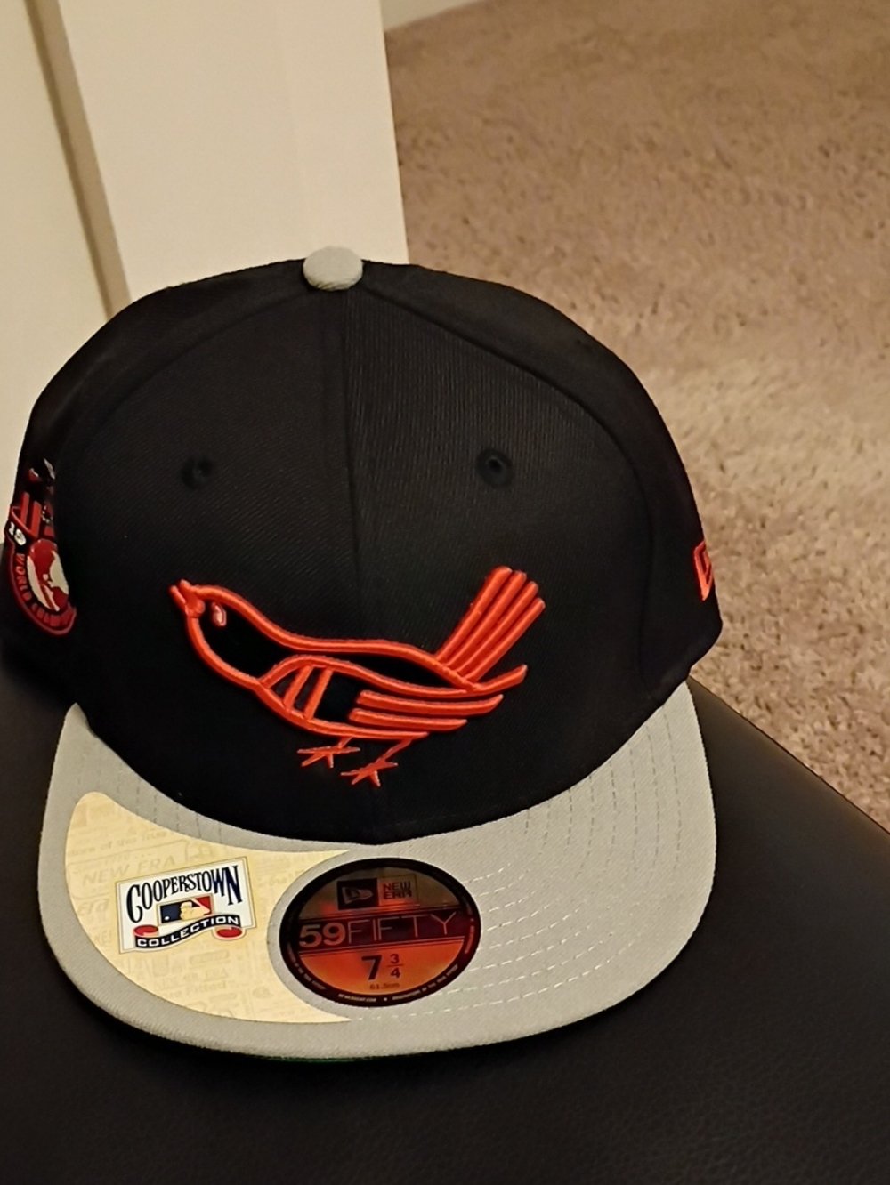 BALTIMORE ORIOLES New Era Black & Gray Cooperstown Bird Logo Fitted Cap